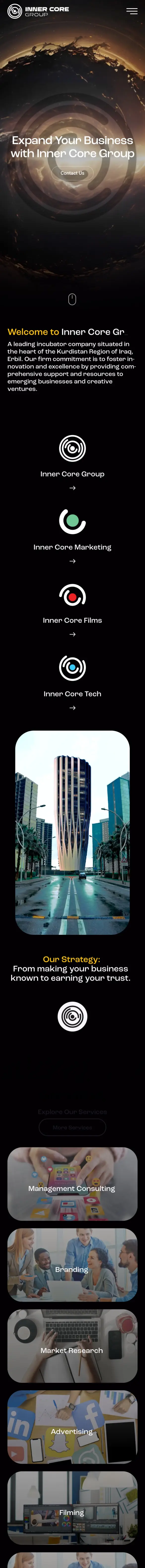 The Innercore Group website on a phone